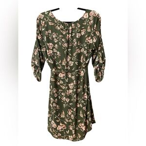 Verse olive green floral sheath dress